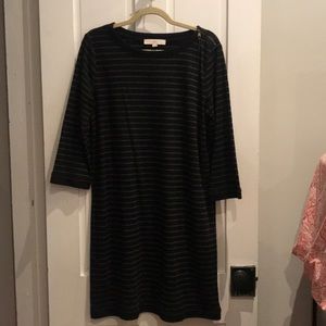 Loft black dress with horizontal gray stripe SzL